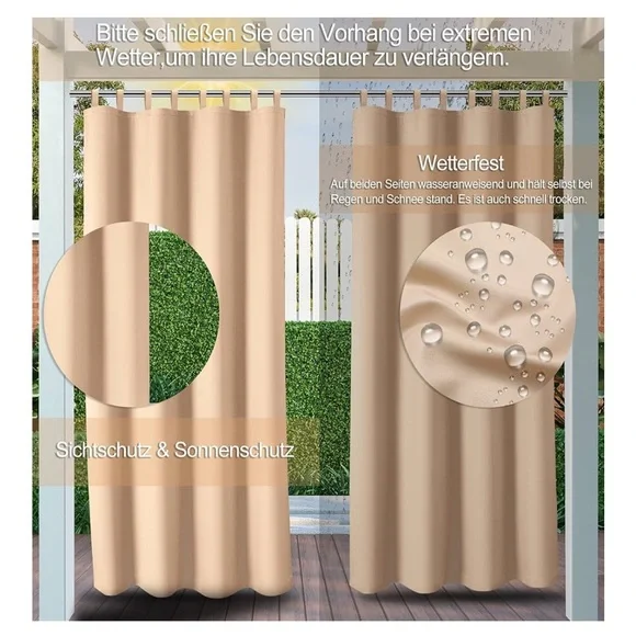 Outdoor Curtain Panel for Patio 50x120inch Beige - Picture 4 of 8